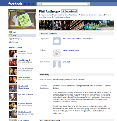 FB profile for Phil Anthropy