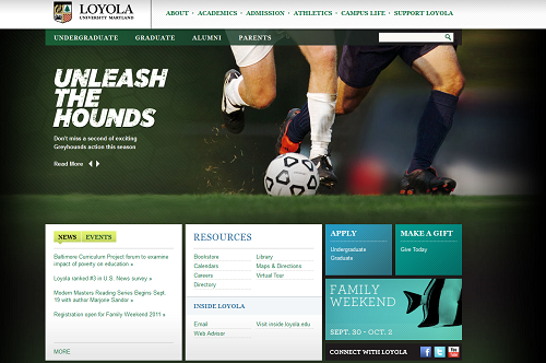 Loyola Universitiy Maryland - New homepage - Sep 2011